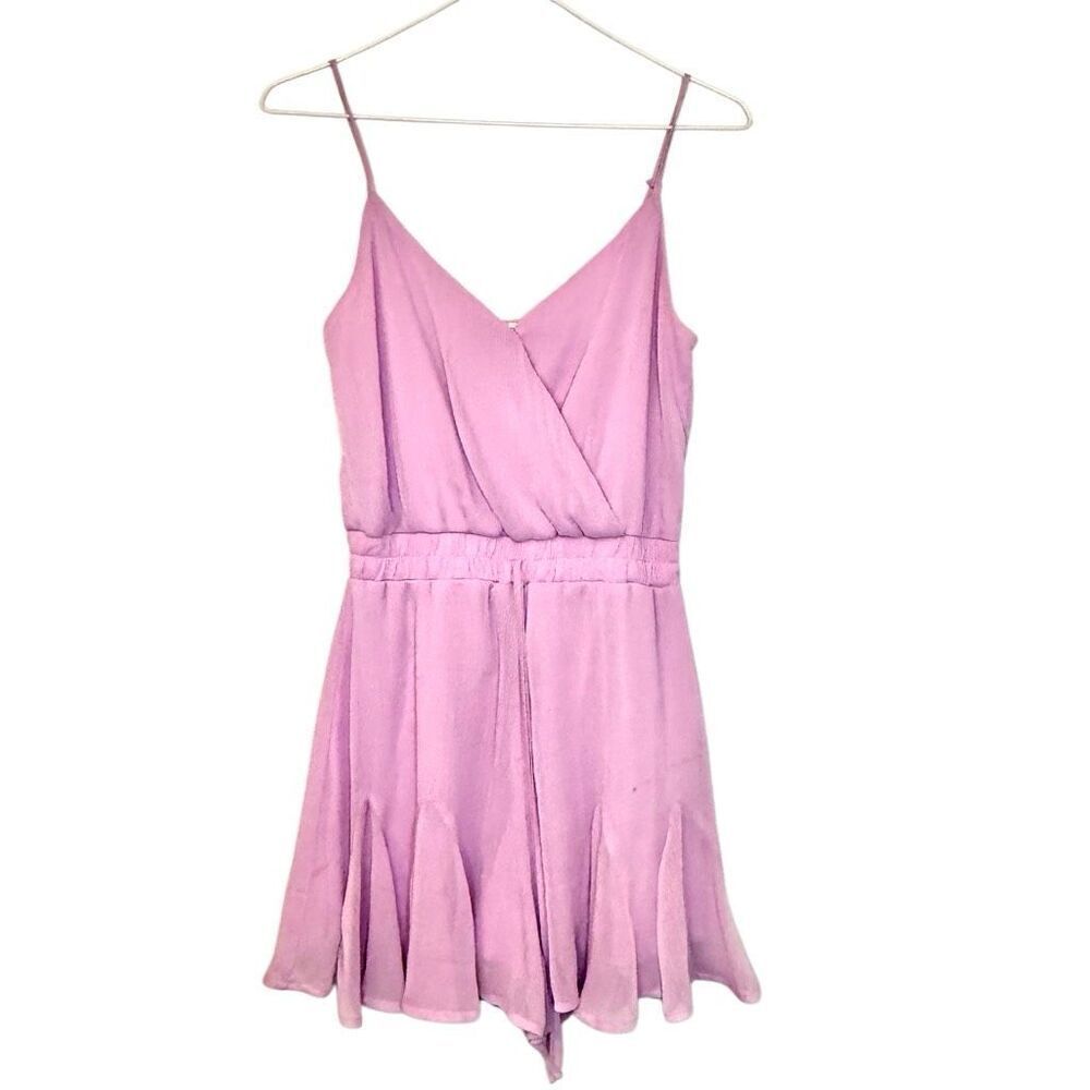 Mi Ami Surplice Drawstring Waist Pleated Mini dress With Skort Liner Pink XS